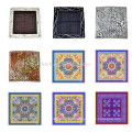 2015 fashion vintage style 100% silk digital print beautiful flower pocket square plain square hijab